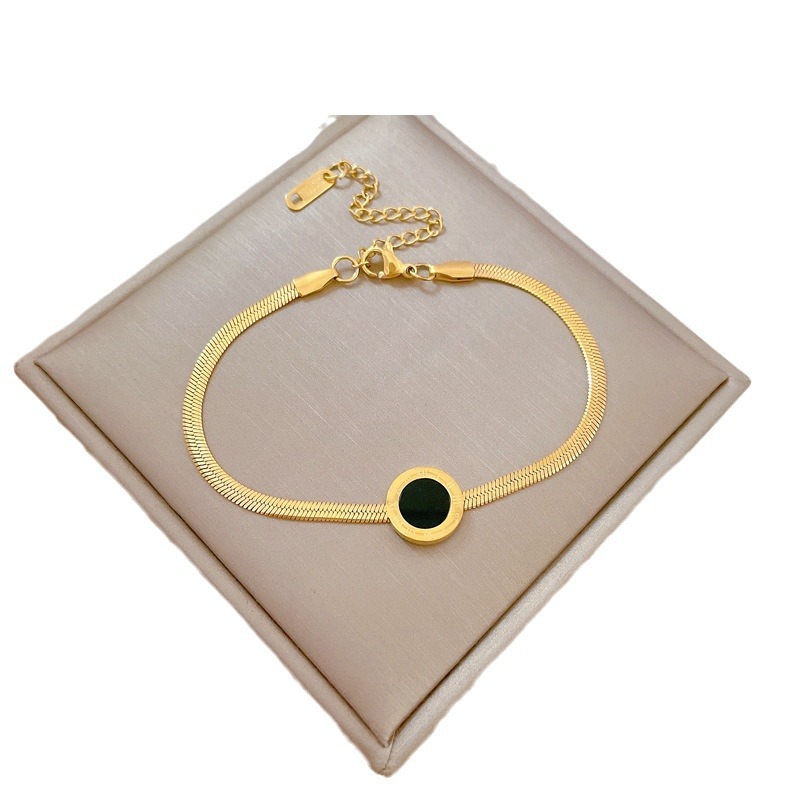 【 All-titanium Steel 】 Dongdaemun's unique Roman watch bracelet with round beads and gold bracelet inside the furnace, a female Internet celebrity's retro best friend Item Picture