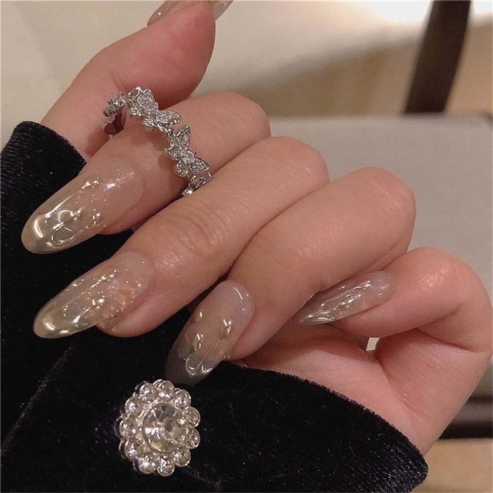 Korean super flash zircon butterfly ring, a women's light luxury style, full diamond, versatile open index finger ring, a heavy and high-end ring full figure
