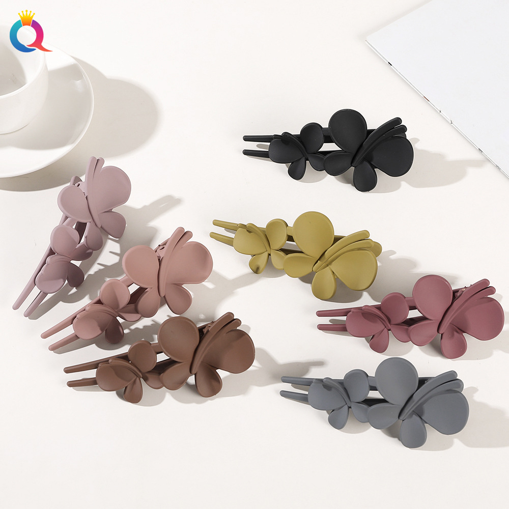 Qiyue matte hair clips, large butterfly and duck bill clips, ins high-end style ponytail scratch clips, Korean style hair accessories and headwear wholesale full figure