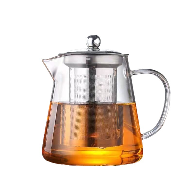Glass teapot, high-temperature resistant tea set, thickened filter, tea boiling, tea water separation, small flower teapot for brewing, household use Item Picture
