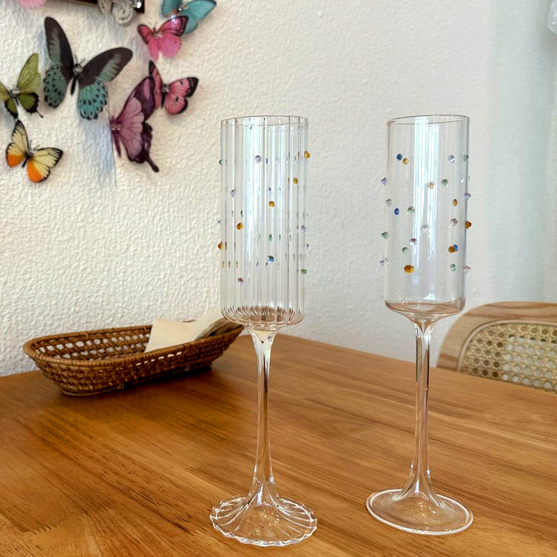High borosilicate glass highball wine set, ins cups, high-end bow, champagne, wine and red wine glasses Specification drawing