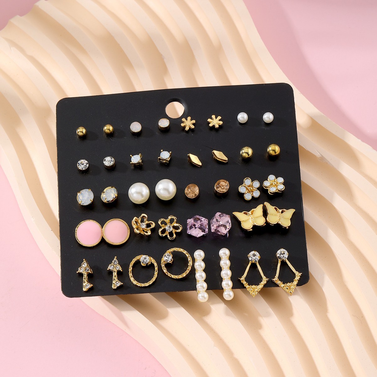 Wholesale of popular, fashionable, simple and versatile Haoshi ear stud sets from Europe and America, with a unique and high-end style Specification drawing