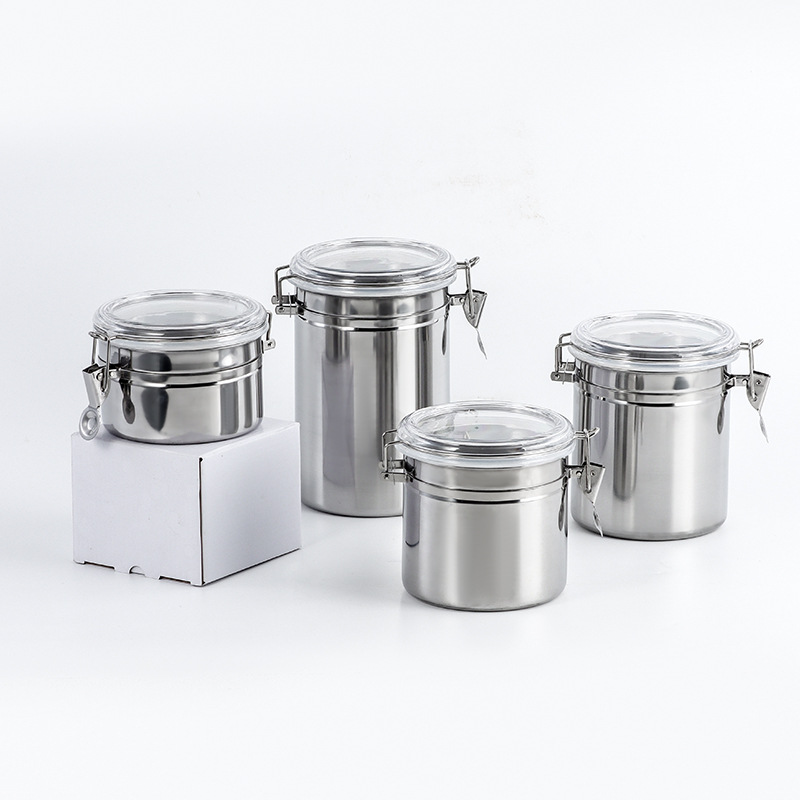 Stainless steel sealed cans for coffee, candies, dried fruits, milk powder, tea, kitchen storage cans, storage cans for grains and cereals full figure