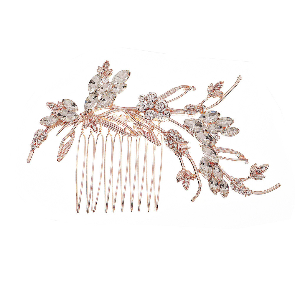 New accessories: A luxurious alloy diamond-encrusted hair comb with a high-end touch, a bride's embroidered flower dress, and hair accessories Item Picture