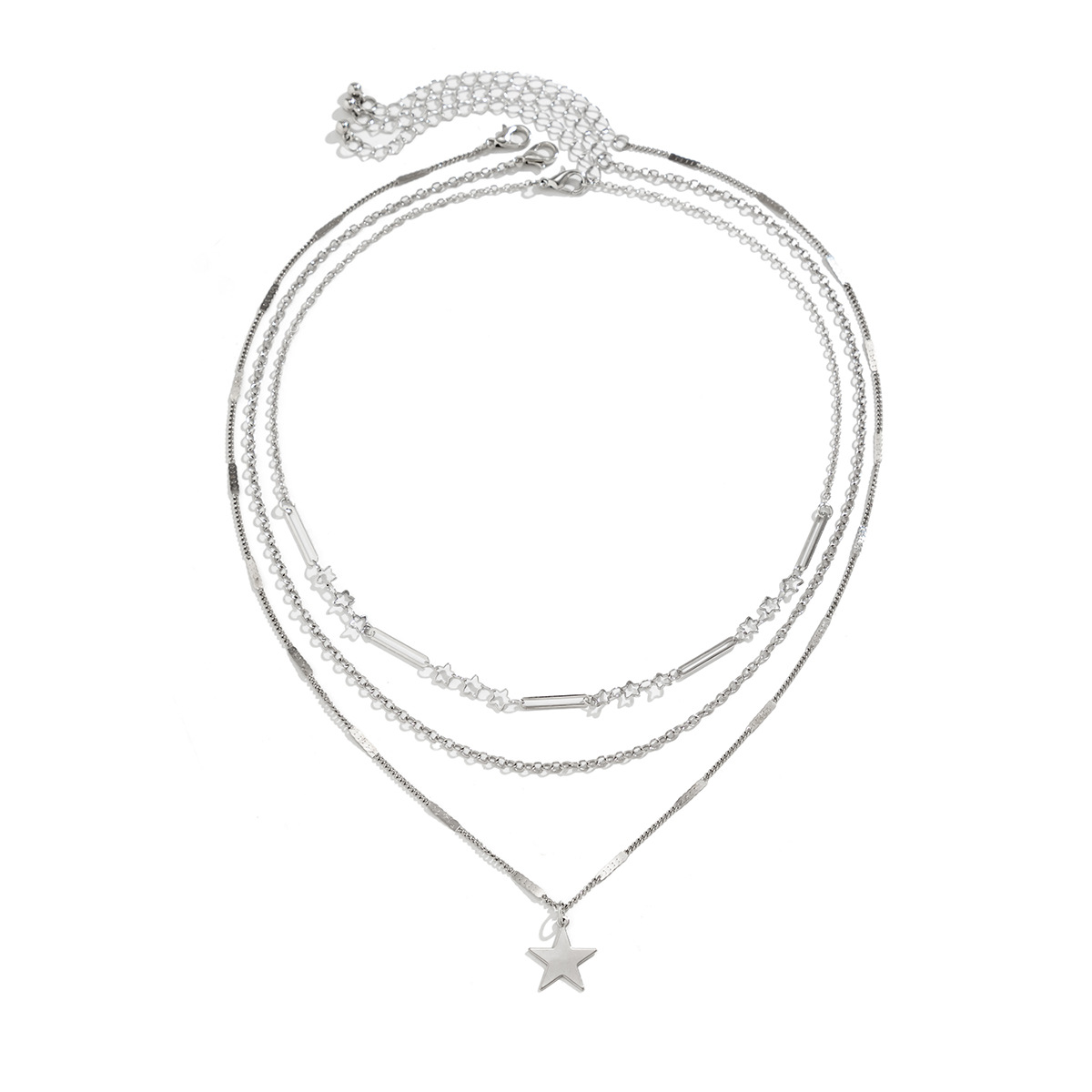 European and American cross-border jewelry simple and versatile set star necklace sweet and cool fine chain metal necklace necklace Item Picture