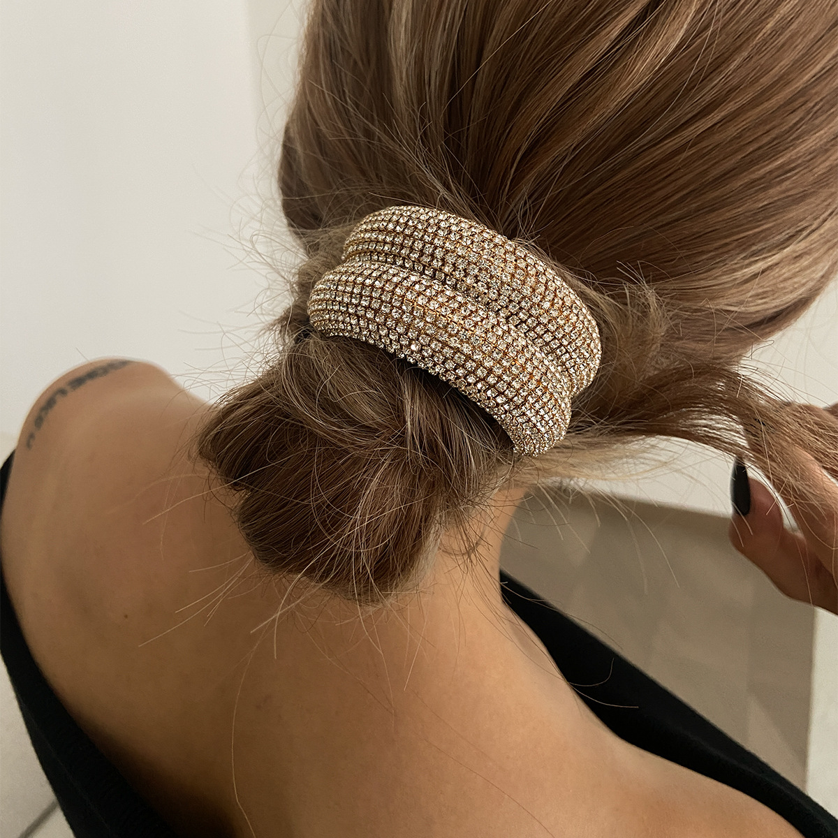 European and American cross-border jewelry, fashionable and light luxury, diamond-encrusted hair accessories and hair bands, with a double-layer design sense, high-end hair accessories full figure