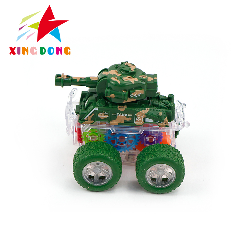 Children's toy car colorful/four-wheel drive/dual-inertia stunt tank car display box packaging YM-1108F Application Scenario