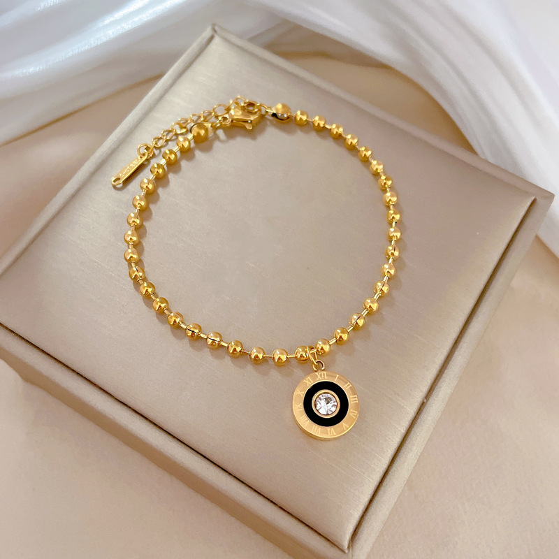 【 All-titanium Steel 】 Elegant circular Roman zircon lucky minimalist chain bracelet, a female Internet celebrity's retro best friend Application Scenario