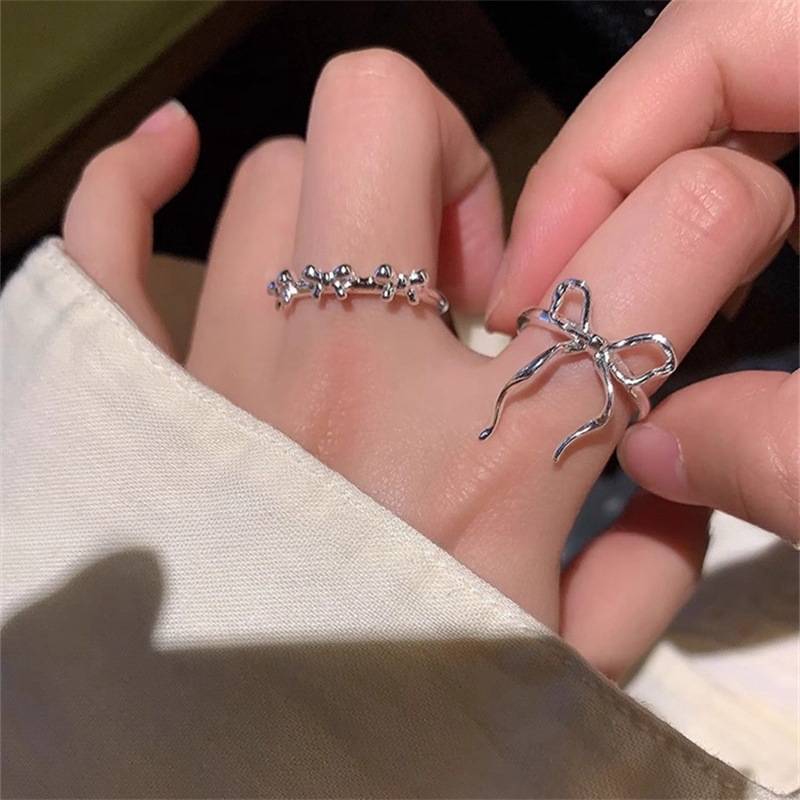 Ballet-style bow ring, a cold and elegant Korean-style exquisite and niche design index finger ring with a unique and high-end feel Specification drawing