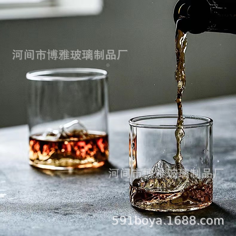Creative mountain-viewing cup, Glass Peak Storage cup, personalized whisky wine glass, high-temperature resistant glass tea cup, popular Japanese style Specification drawing