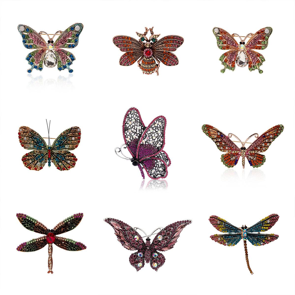 A collection of European and American personalized diamond-encrusted metal brooches and collar pins, featuring a high-end, anti-glare flower, butterfly and crown brooches Application Scenario