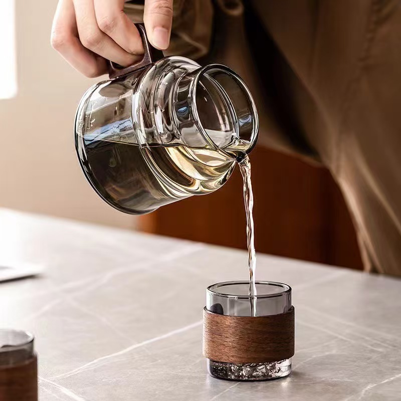 High borosilicate glass squat pot, thickened heat-resistant tea water separator pot, fruit flower teapot, cold brewing water bottle, coffee cup details Picture