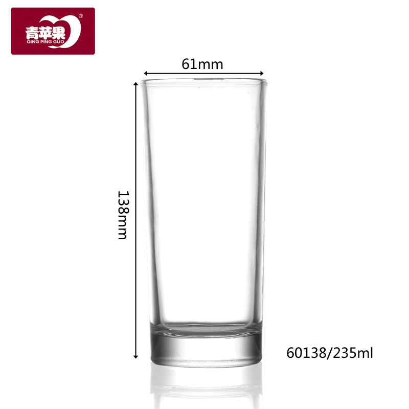 Green Apple KTV thickened transparent glass cup, glass water cup, tea cup, glass cup, juice cup, beer cup, one mouthful Specification drawing