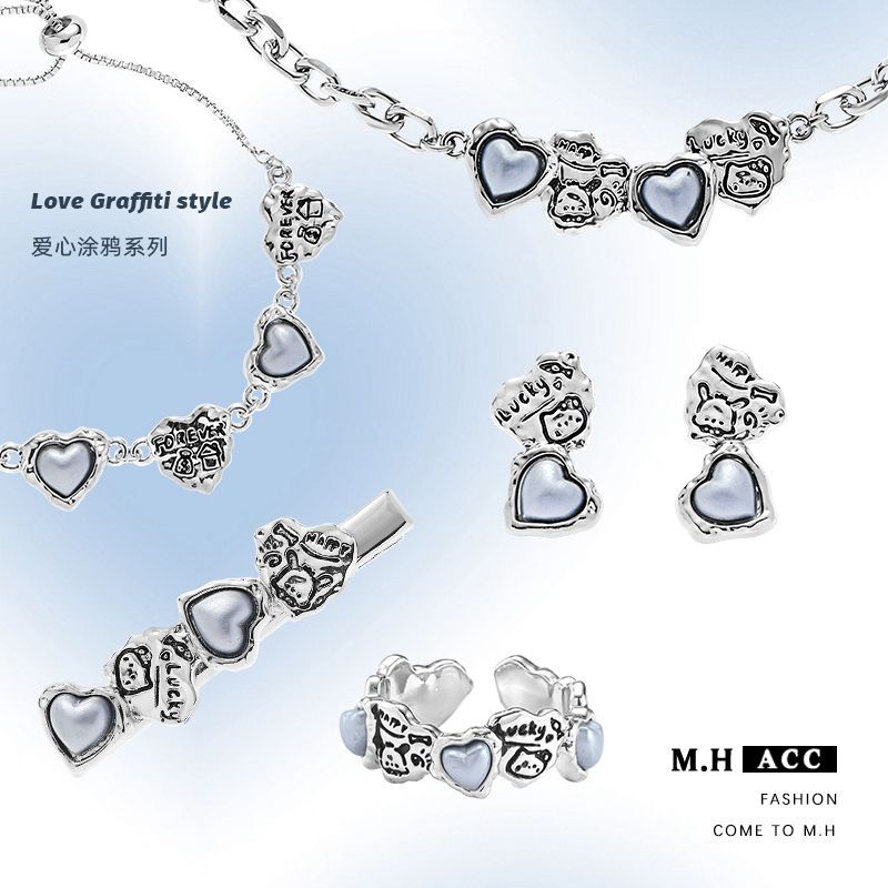 Original blue heart-shaped earrings, 925 silver needle, high-end and versatile stud earrings, elegant ins light luxury sweet cool style earrings for women full figure