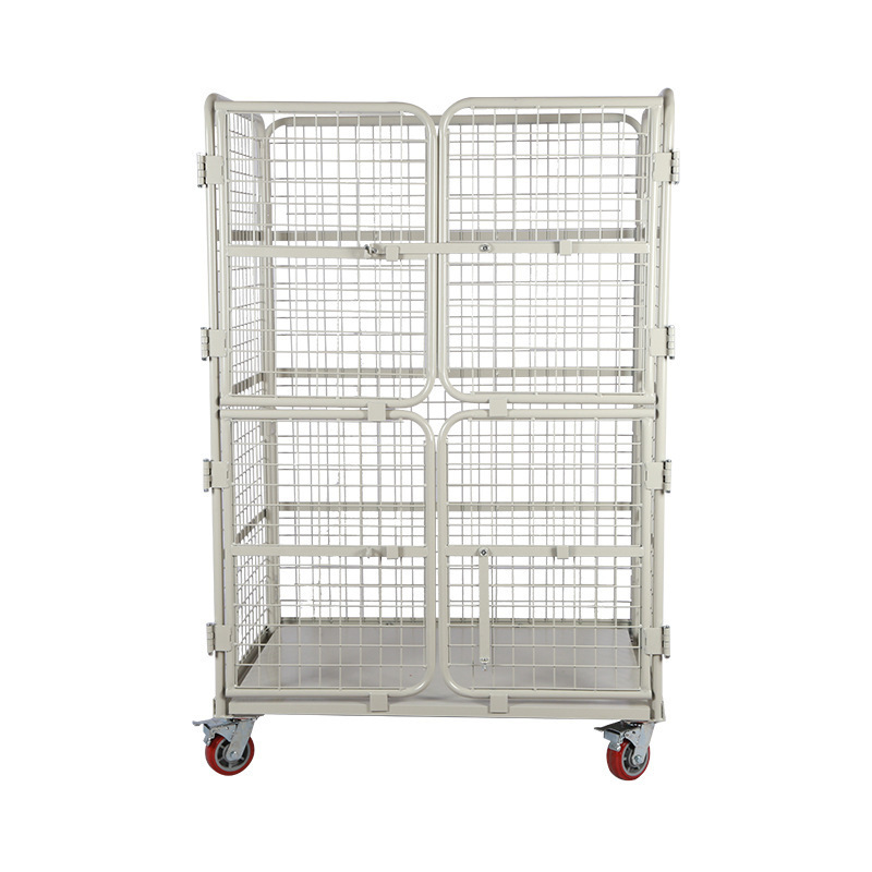 Four small door grid logistics turnover vehicles, folding powder-coated vehicles, storage transfer cage vehicles, express loading and unloading sorting vehicles Item Picture