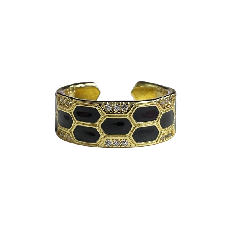 An irregular geometric multi-color glazed open ring with a European and American personality, exuding a high-end feminine charm and a retro, trendy and fashionable style Item Picture