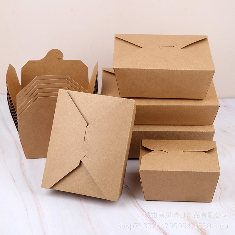 Large-capacity disposable kraft paper packaging boxes for deep-fried chicken takeout, insulated kraft paper packaging boxes in stock details Picture