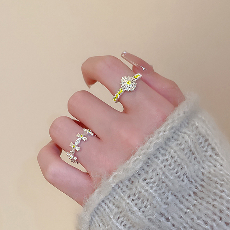 Zircon flower open ring on Instagram, with a cold style, sweet and cool personality, a new niche design for women's jewelry details Picture