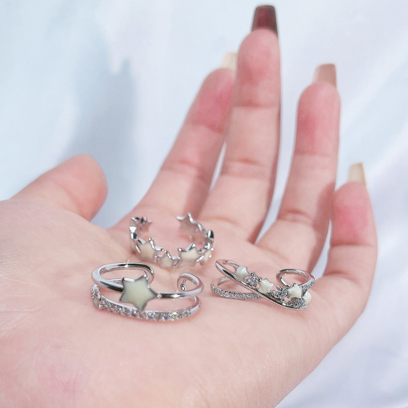 Simple star-drop glazed open ring for women's fashion, sweet and cool, exquisite and versatile, in a cold style on Instagram, a niche index ring trend Application Scenario