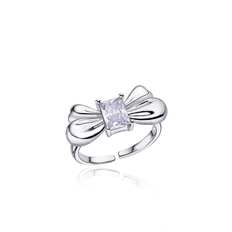 Bow opening ring, a sweet and cool girl's cold style, a niche design, exquisite, simple, fashionable and individual index finger ring Item Picture
