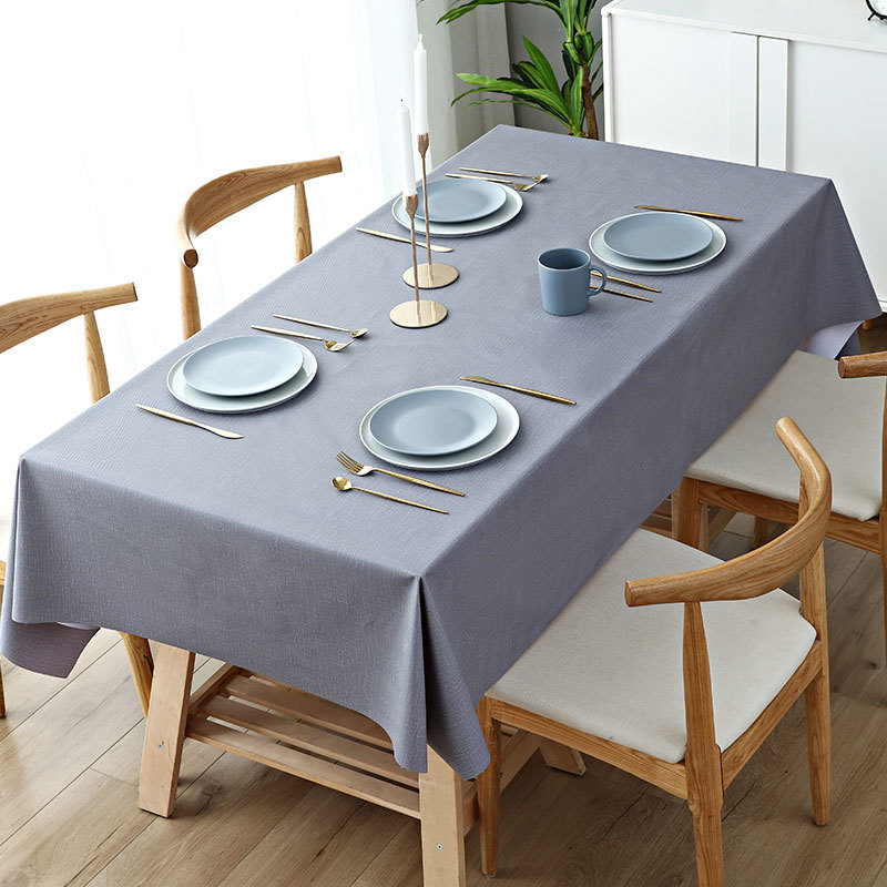 Waterproof, oil-proof, no-wash PVC cotton and linen textured tablecloth details Picture