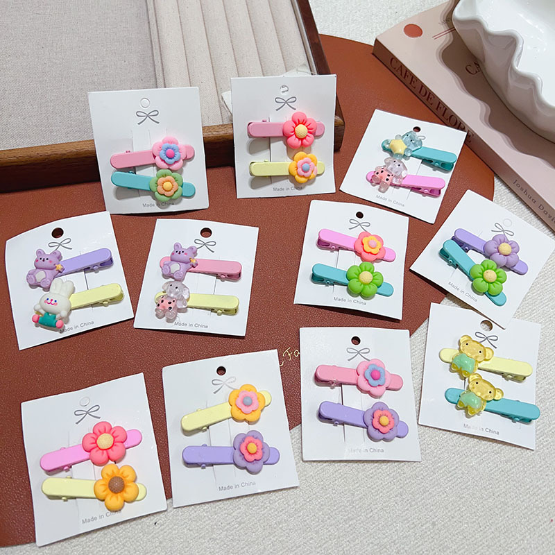New sweet children's flower duckbill clip, girl side bangs, hairpin, cute headwear clip accessory details Picture