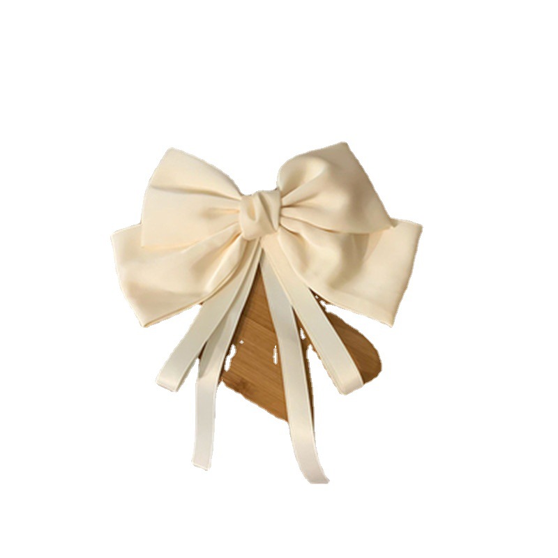2025 New white ribbon bow hair clip for women, a high-end Korean oversized spring clip at the back of the head Item Picture