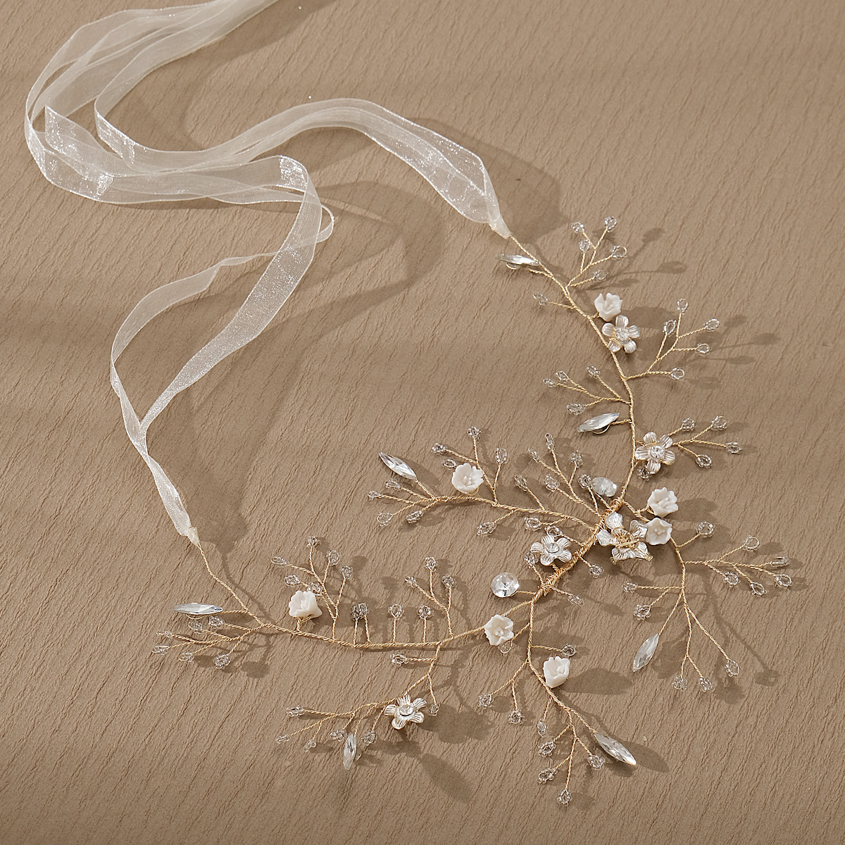 Cross-border new crystal bride hair band, sweet handcrafted updo hair accessory, European and American wedding dress accessories, flower hair band full figure