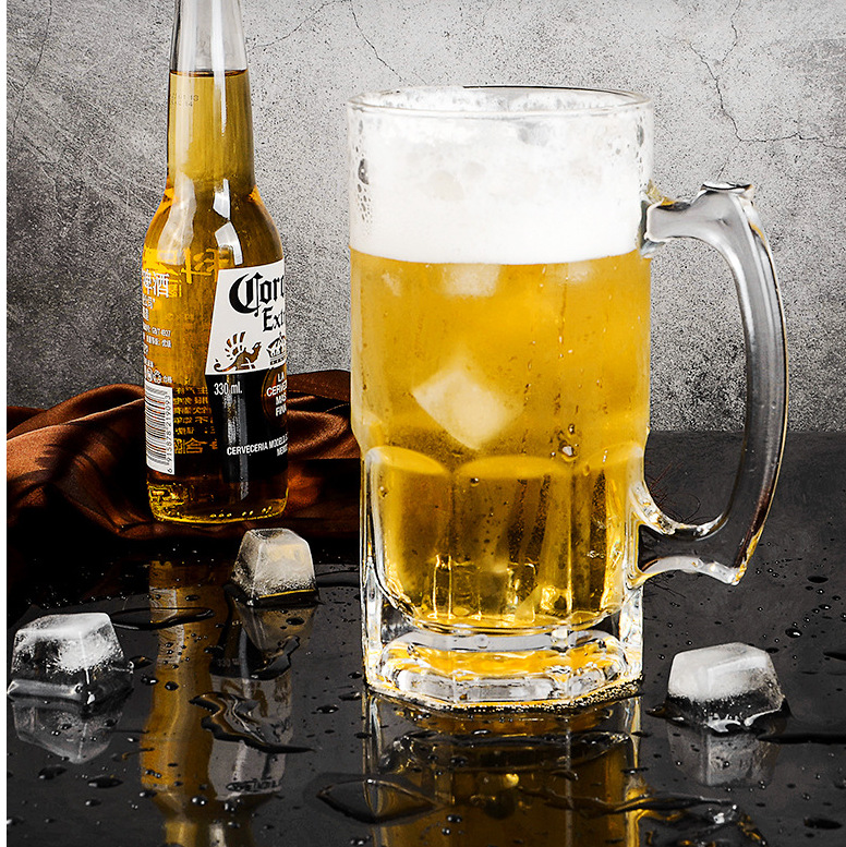 Wholesale of glass beer mugs in stock, 1000ml large capacity draft beer cups, for export to bars, restaurants, KTVS Application Scenario