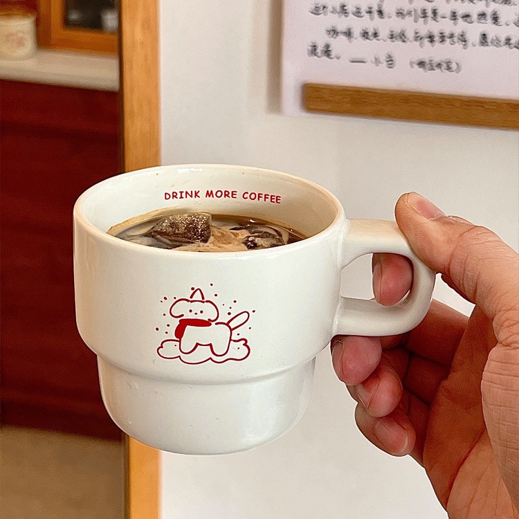 Bolimei Ins-style cute puppy ceramic cups, mugs, breakfast milk cups, couple coffee cups, gift water cups Application Scenario