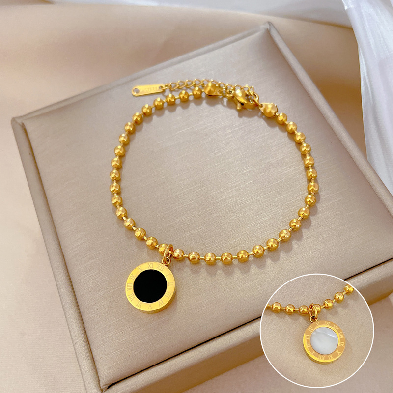 【 All-titanium Steel 】 Dongdaemun's unique and elegant forest-themed cold style Roman bead bracelet, a retro female Internet celebrity full figure