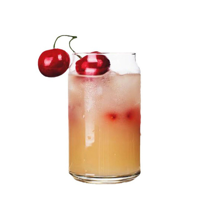 High borosilicate glass beverage cups, transparent glass juice cups in the shape of cola cans, large-capacity household milk tea cups Specification drawing