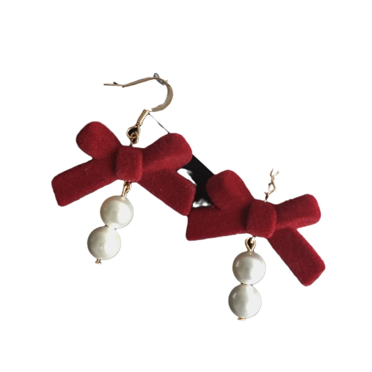 New Year red velvet long earrings for women, a bestseller in 2025, versatile and elegant stud earrings, as an accessory for engagement, wedding and New Year greetings Item Picture