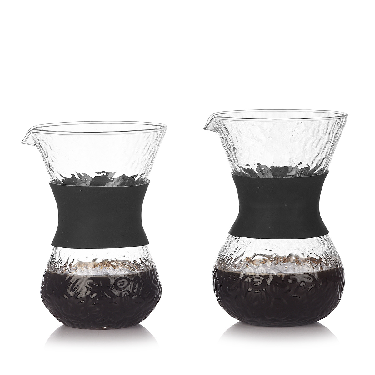 【 Customized LOGO】 Small coffee utensils, stainless steel coffee filter, leaky glass hand-brewed coffee pot set Item Picture