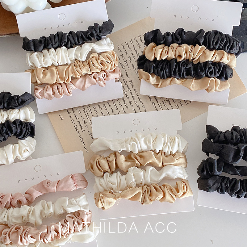 Korean silk satin large intestine hair band wholesale, simple and high-end style, elastic hair band, fine leather band hair accessory full figure