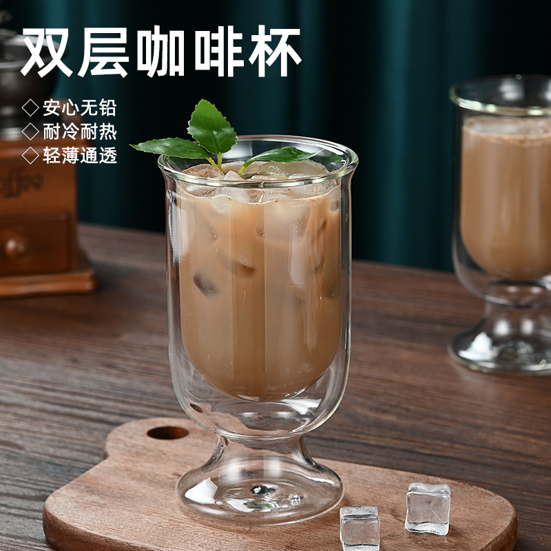 The transparent glass cup, iced latte, coffee cup, cold drink cup, beverage cup, tall glass and juice cup of the same high appearance level as the Internet celebrity full figure