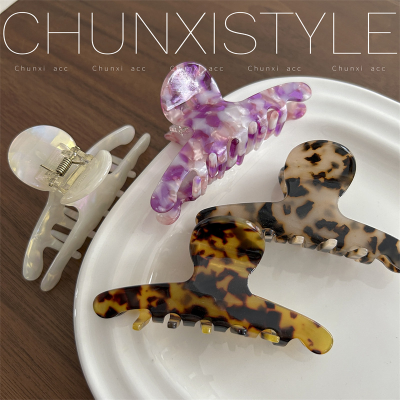 Korean shell-patterned acetate hair clips for women's back of the head, small hair clips, simple hair accessories, elegant clips, ins headwear full figure