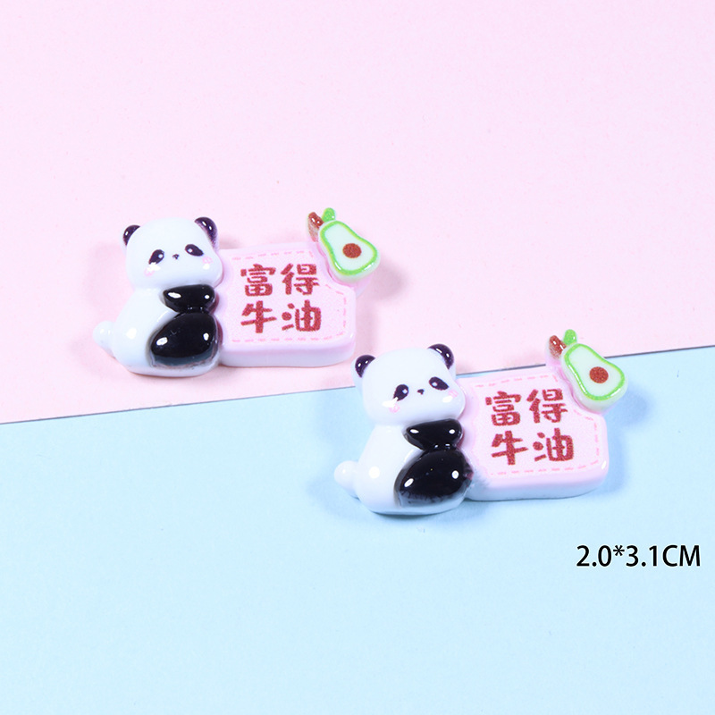 Cute cartoon panda fruit sign diy resin accessories, handcrafted cream glue phone case, hair accessory, headband accessory details Picture