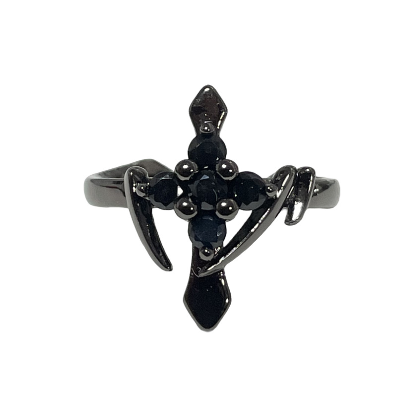 This is a unique, gender-neutral, versatile and fashionable couple ring with a dark punk style from Europe and America Item Picture