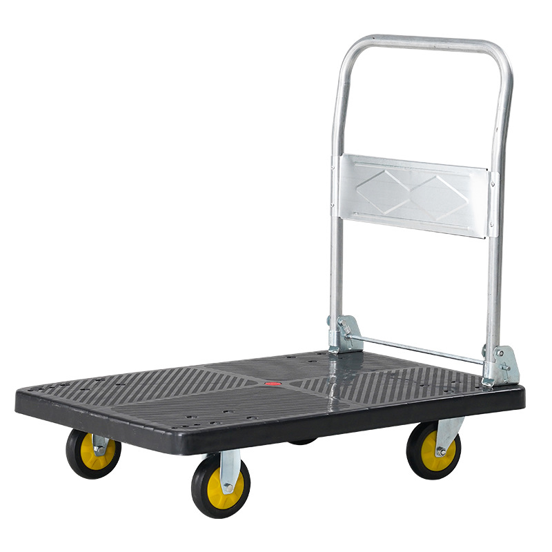 Trolley for transporting goods, small trolley for loading, folding four-wheel small trolley, heavy-duty express logistics, moving, silent flatbed truck Item Picture