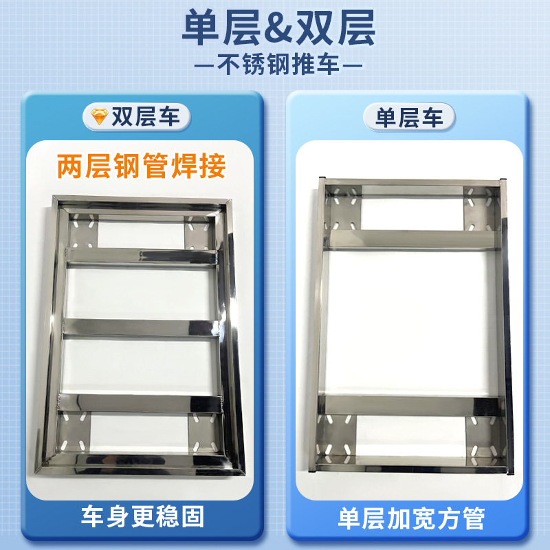 Stainless steel silent turtle cart, turnover box cart, trolley with pull rod, flat hand cart, foldable logistics push frame cart details Picture