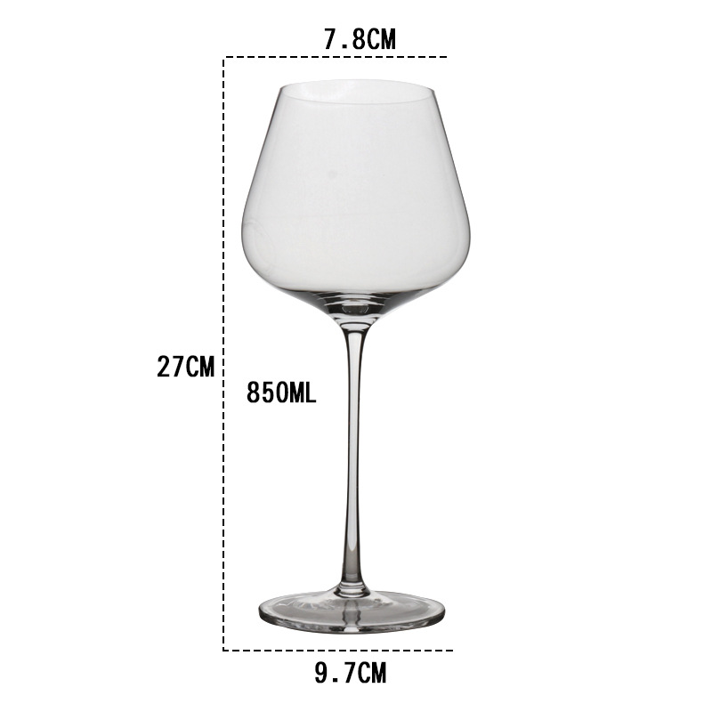 Handcrafted crystal glass Burgundy wine glasses, transparent highball glasses, red wine set gift box wholesale available with logo Specification drawing
