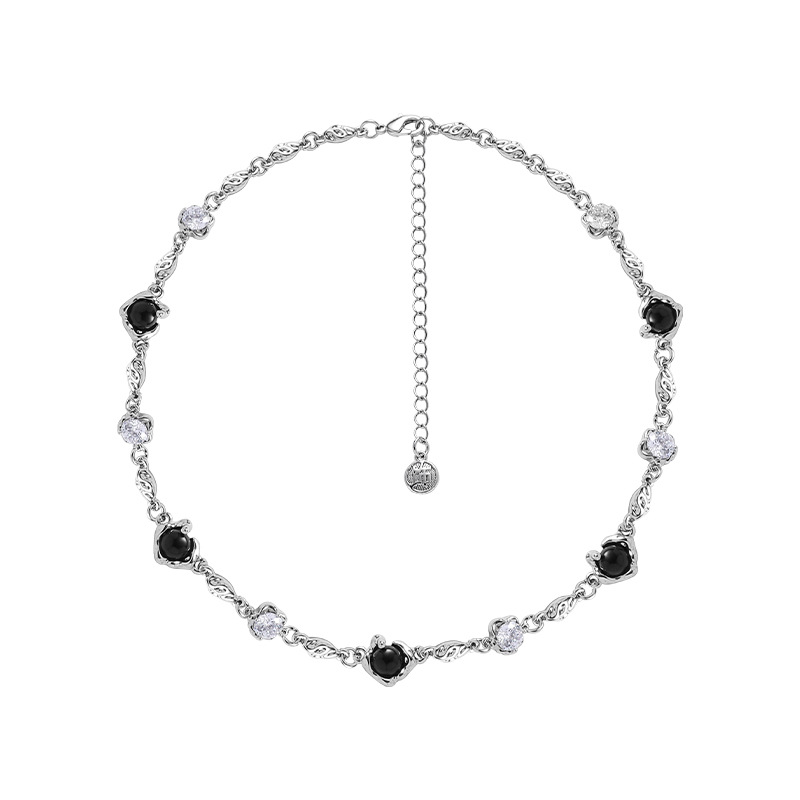 Black Pearl Lava Irregular Necklace for women wholesale, unique design sense collarbone chain, fashionable and versatile, retro necklace new style Item Picture