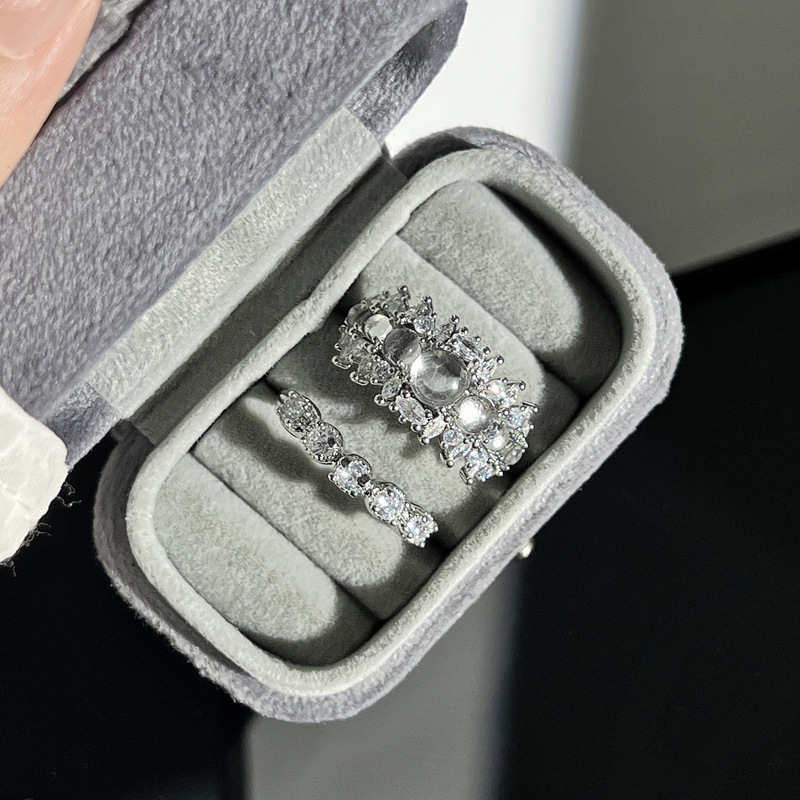 The light luxury and niche design of the national trend style, the ice-transparent imitation chalcedony exquisite open ring, a retro ring with a feminine and high-end feel Specification drawing