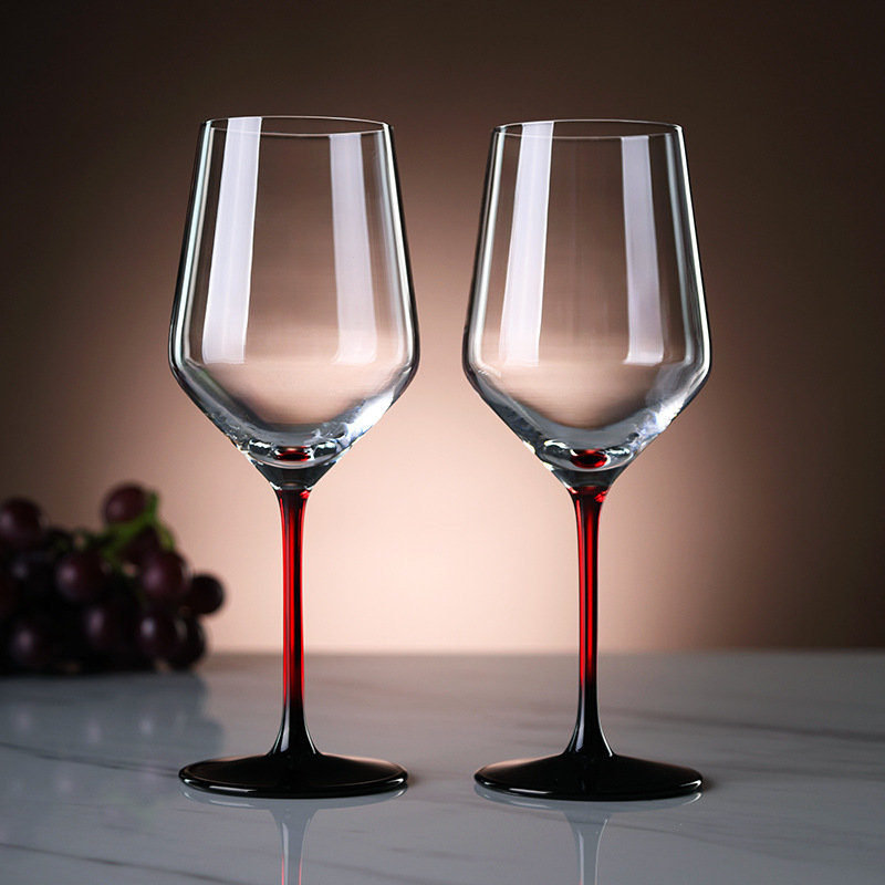 Cold-cut crystal glass colored rod Bordeaux red wine glasses, white grape glasses, sparkling wine glasses, champagne glasses, highball glasses, restaurant Specification drawing