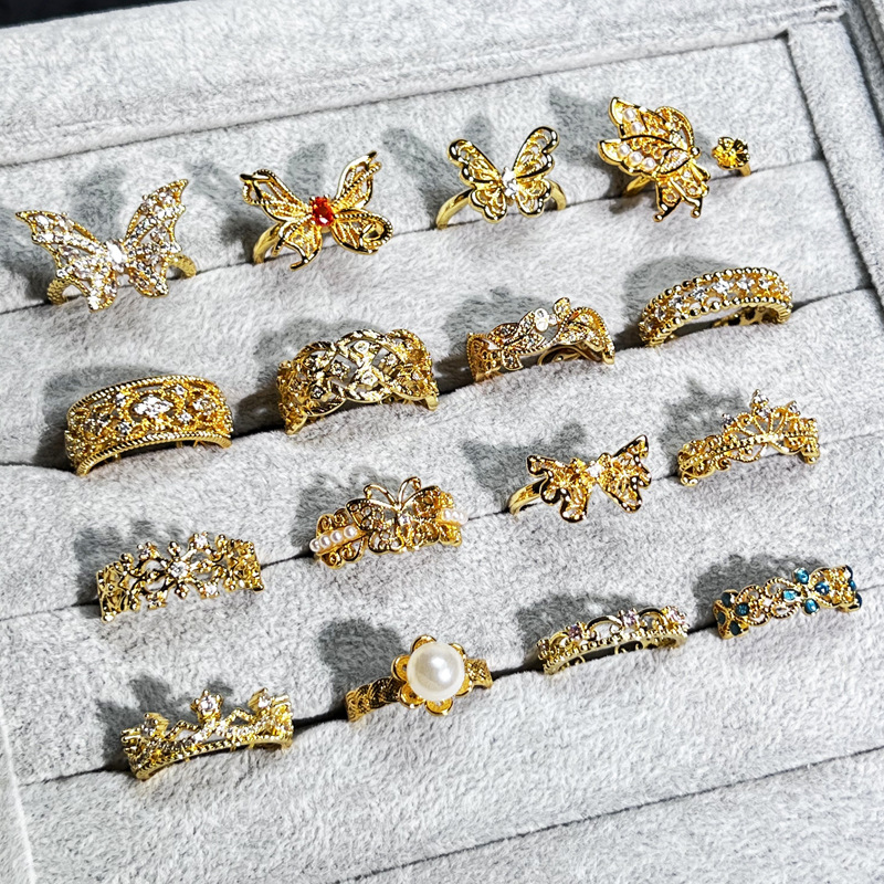 This retro, luxurious and high-end lace butterfly opening ring is a unique and feminine design that is sweet, cool and versatile Specification drawing