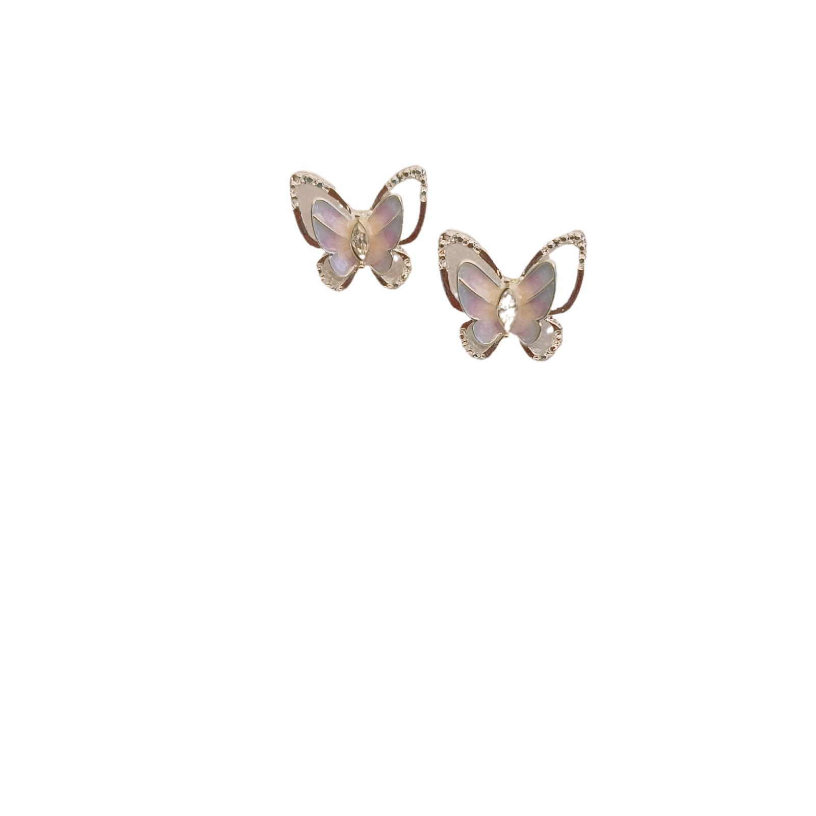 The new gradient pink and purple butterfly stud earrings for women in 2025 are trendy, elegant, sweet, versatile and have a niche design sense Item Picture