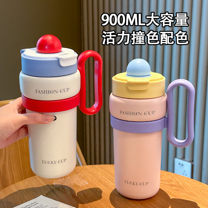 Internet-famous large-capacity ice cup, double-drinking cup with straw, stainless steel insulated cup, student high appearance level planet coffee cup Application Scenario