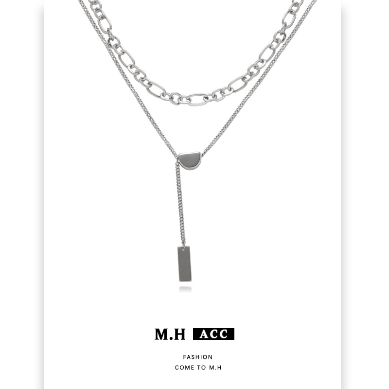 Original design geometric necklace for women, light luxury, simple and versatile collarbone chain, European and American Internet celebrity commuter style necklace, with a sense of high-end full figure