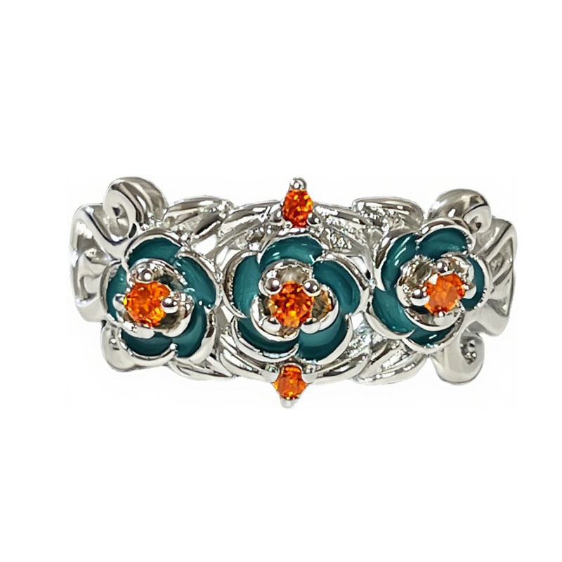 Luxurious retro ethnic style flower pleated ring for women, fashionable hollowed-out star style, European and American adjustable index finger ring Item Picture